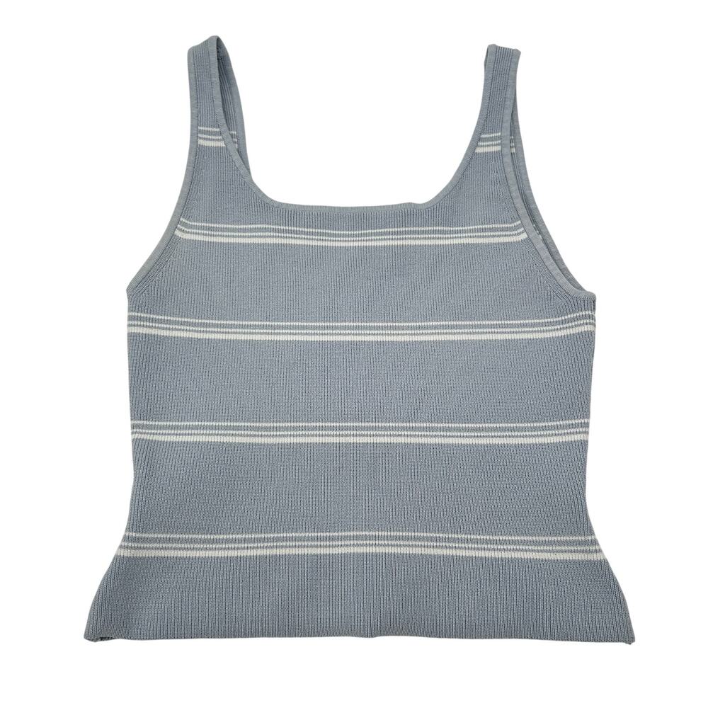 Aritzia Babaton Sculpt Knit Square Neck Striped Tank Top Size Large